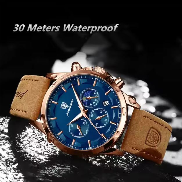 ⭐⭐⭐⭐⭐ Montre de luxe POEDAGAR ORIGINALE, bracelet en cuire de luxe, montre à Quartz étanche, calendrier lumineux chronographe, résistant à l'eau