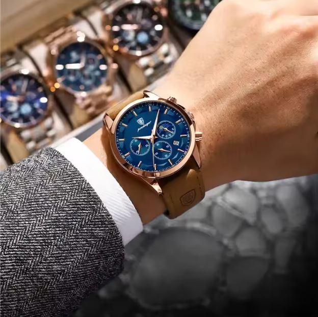 ⭐⭐⭐⭐⭐ Montre de luxe POEDAGAR ORIGINALE, bracelet en cuire de luxe, montre à Quartz étanche, calendrier lumineux chronographe, résistant à l'eau
