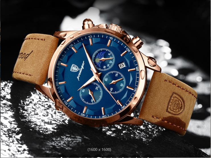 ⭐⭐⭐⭐⭐ Montre de luxe POEDAGAR ORIGINALE, bracelet en cuire de luxe, montre à Quartz étanche, calendrier lumineux chronographe, résistant à l'eau